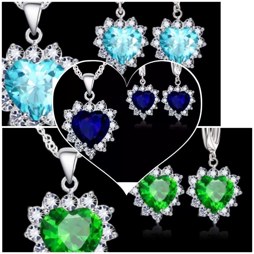 Romantic Heart Jewelry Set For Women Sterling 925 - Picture 1 of 2